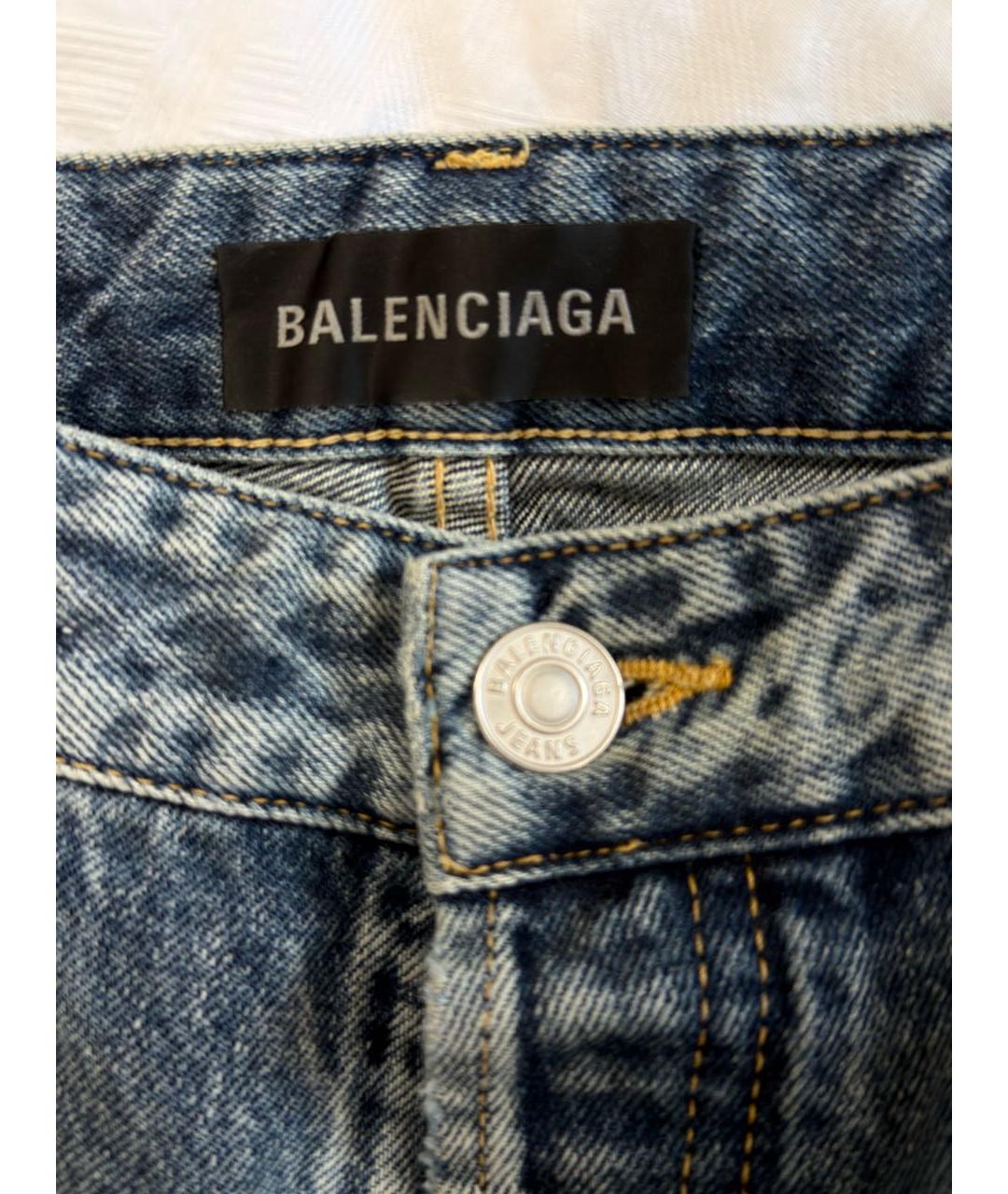BALENCIAGA Голубые хлопковые прямые джинсы, фото 3