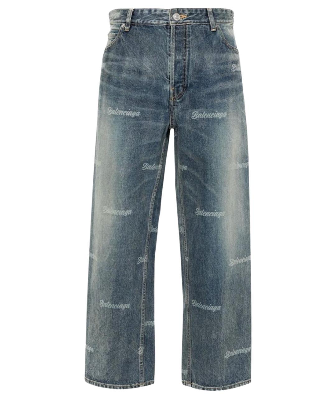 BALENCIAGA Голубые хлопковые прямые джинсы, фото 1