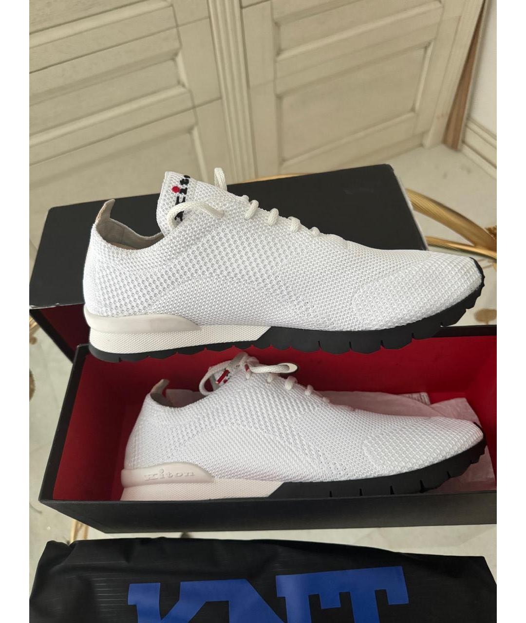 KITON Белые текстильные низкие кроссовки / кеды, фото 5