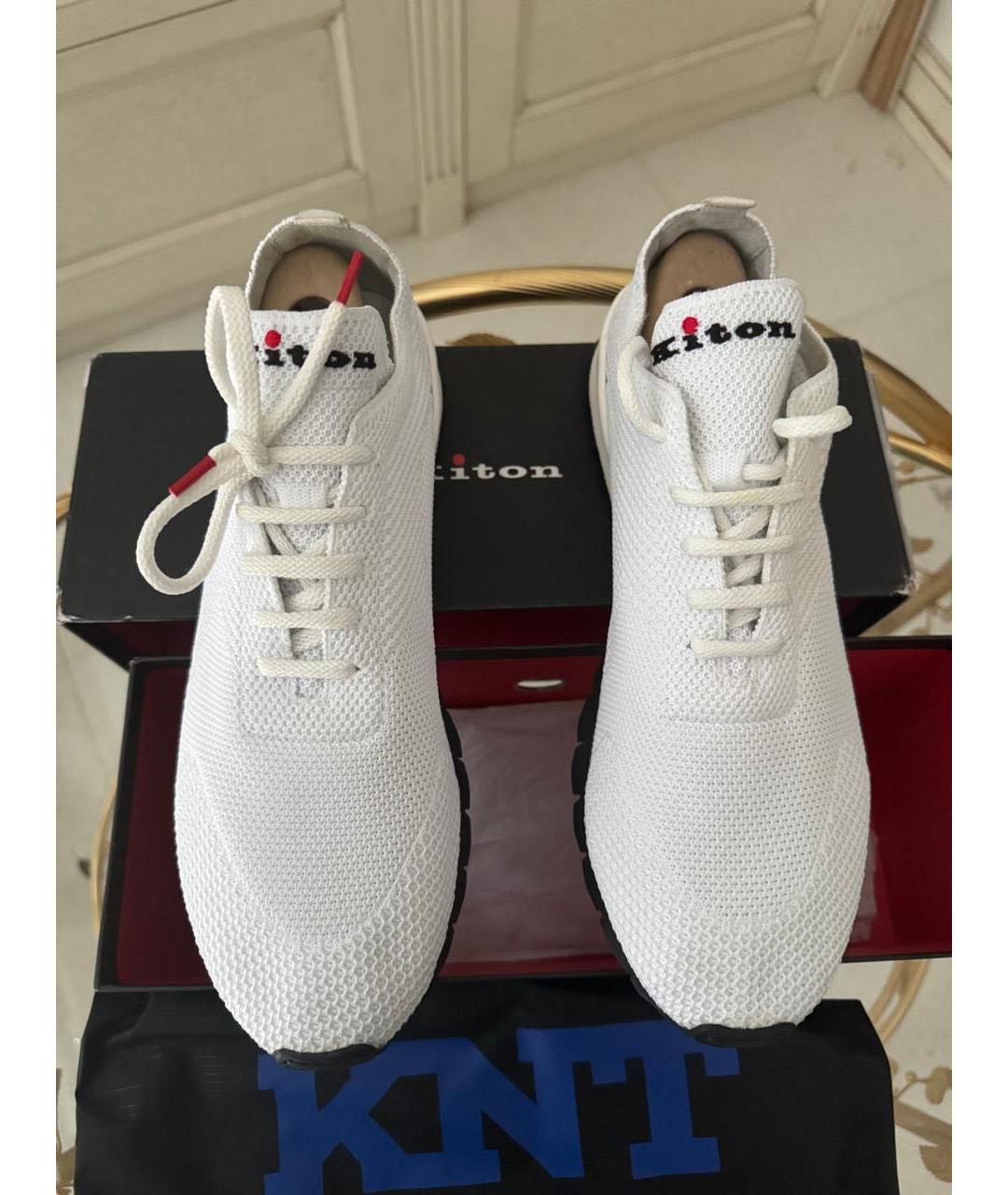 KITON Белые текстильные низкие кроссовки / кеды, фото 2