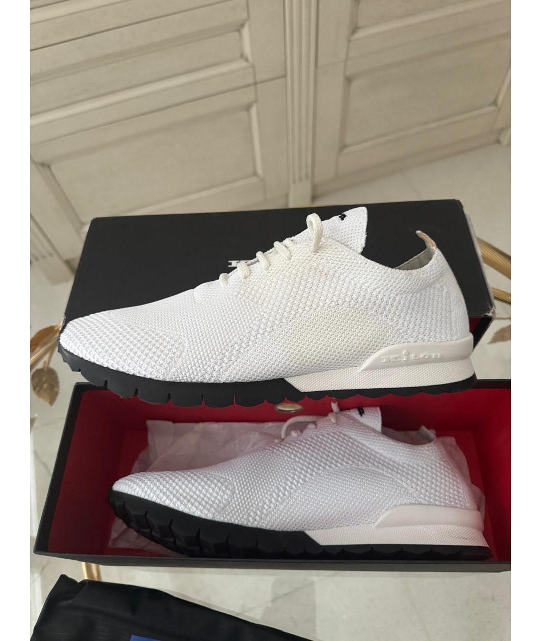 KITON Белые текстильные низкие кроссовки / кеды, фото 7