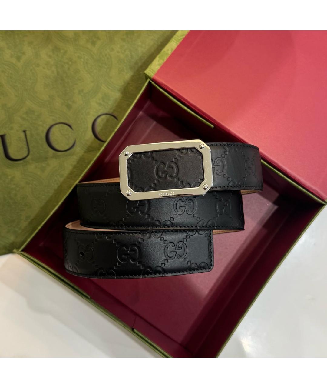 GUCCI Черный кожаный ремень, фото 6