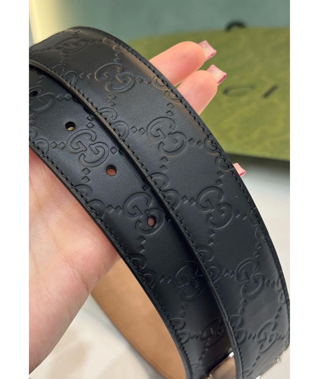 GUCCI Черный кожаный ремень, фото 4