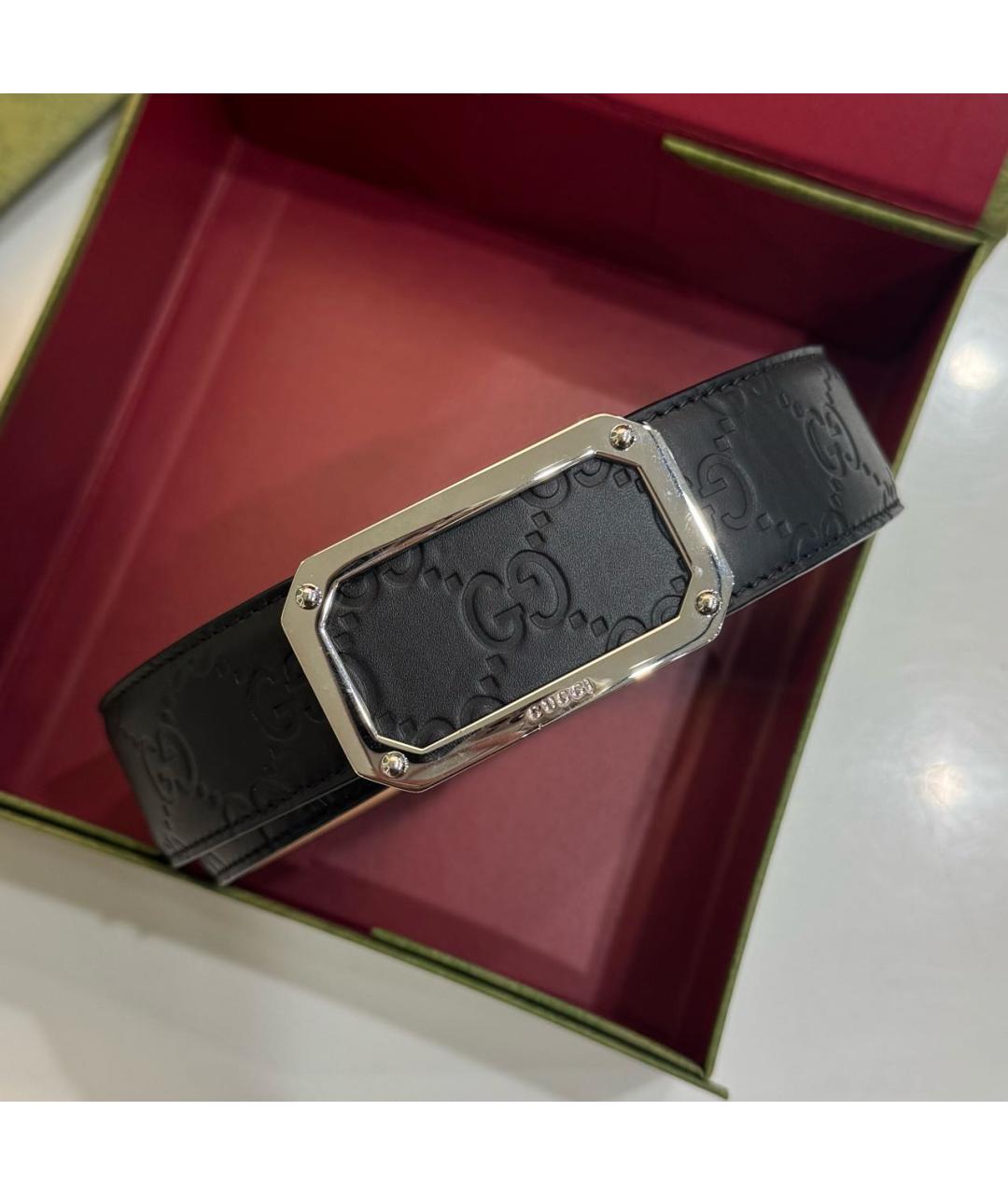 GUCCI Черный кожаный ремень, фото 5