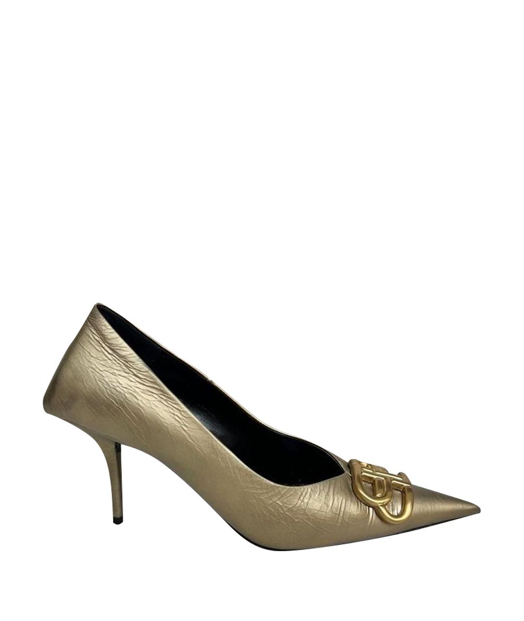 BALENCIAGA Золотые кожаные туфли, фото 1