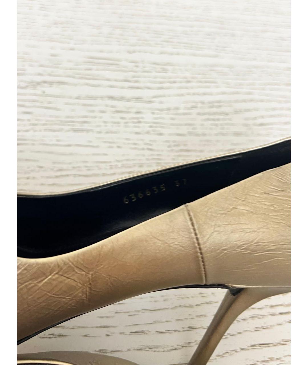 BALENCIAGA Золотые кожаные туфли, фото 7