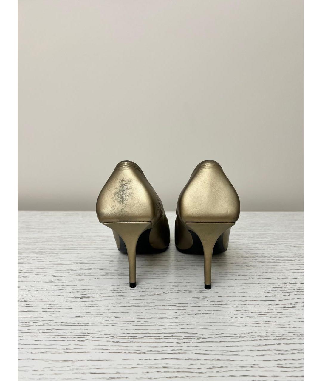 BALENCIAGA Золотые кожаные туфли, фото 4
