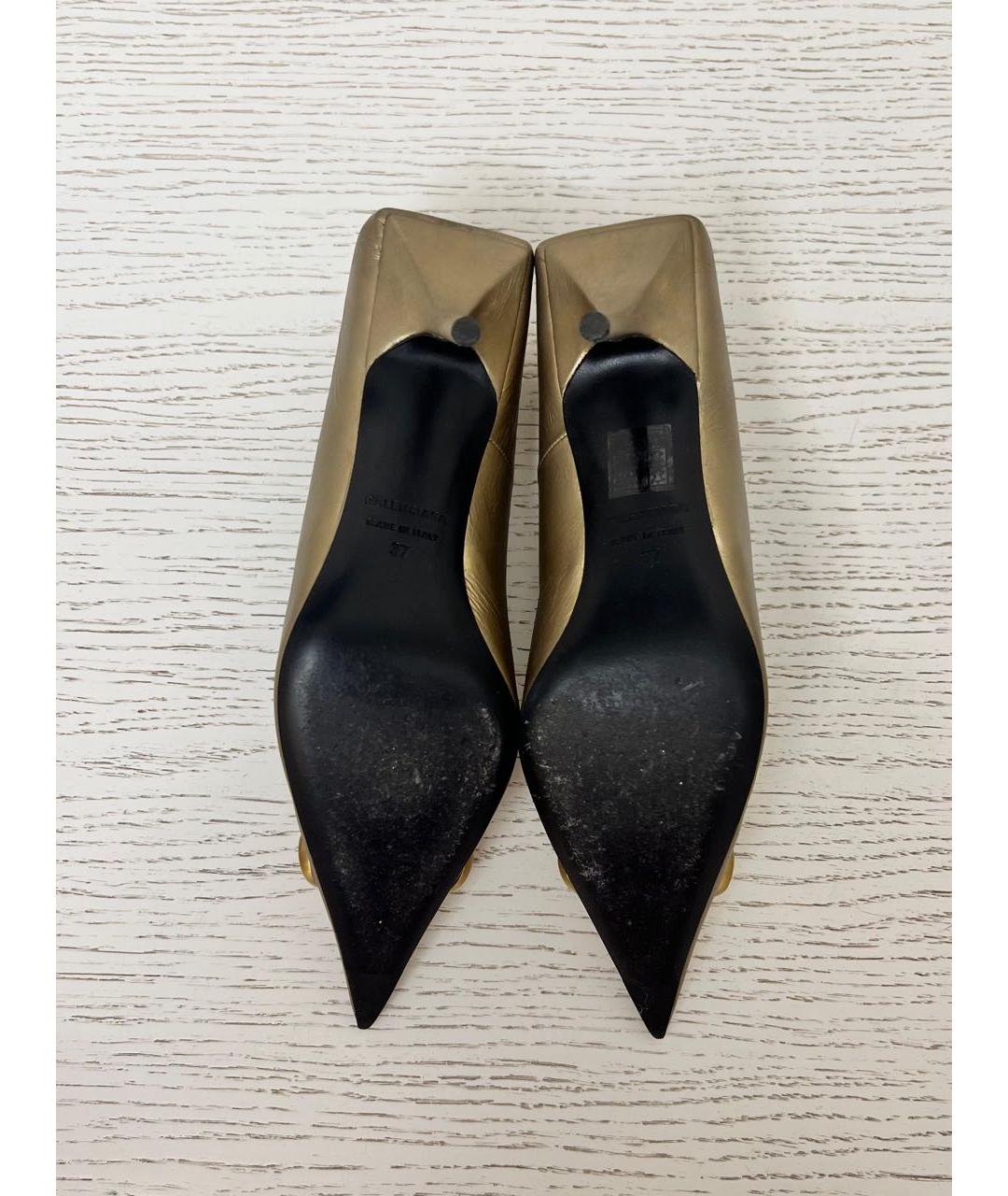 BALENCIAGA Золотые кожаные туфли, фото 5