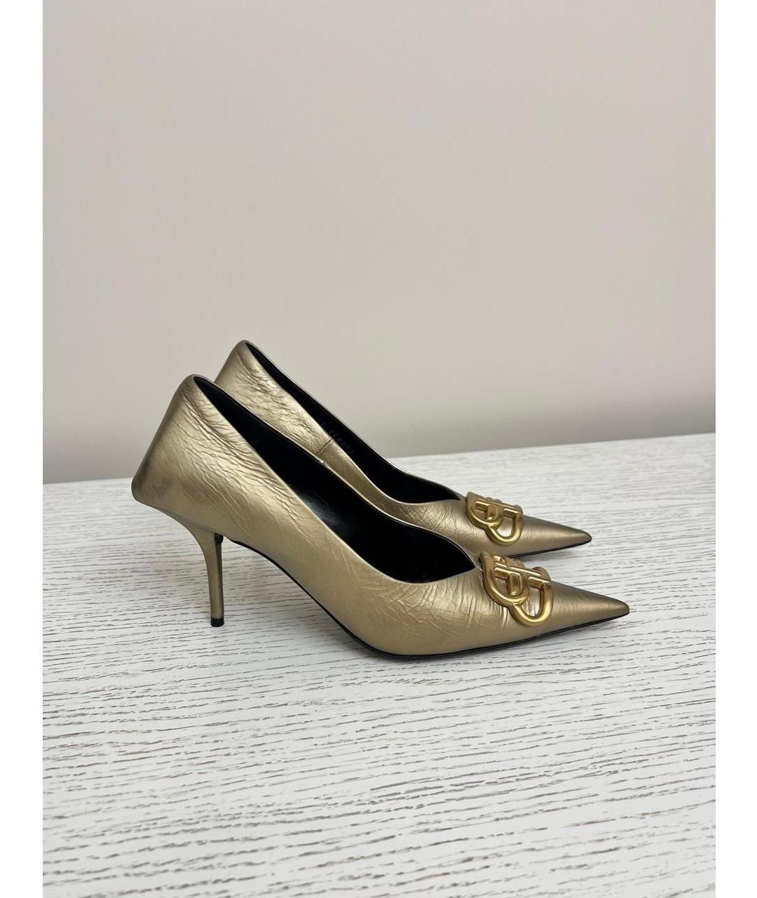 BALENCIAGA Золотые кожаные туфли, фото 9
