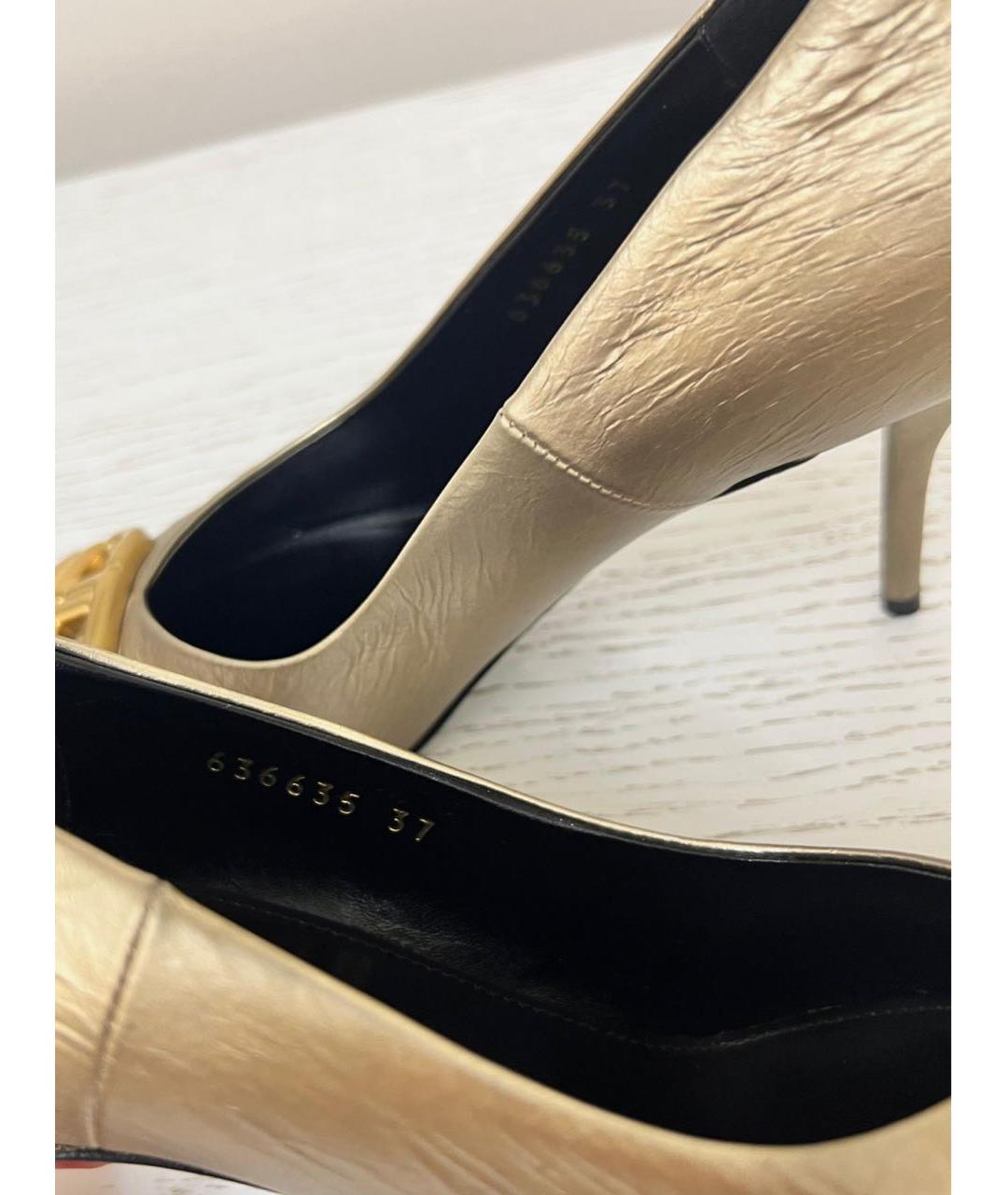 BALENCIAGA Золотые кожаные туфли, фото 6