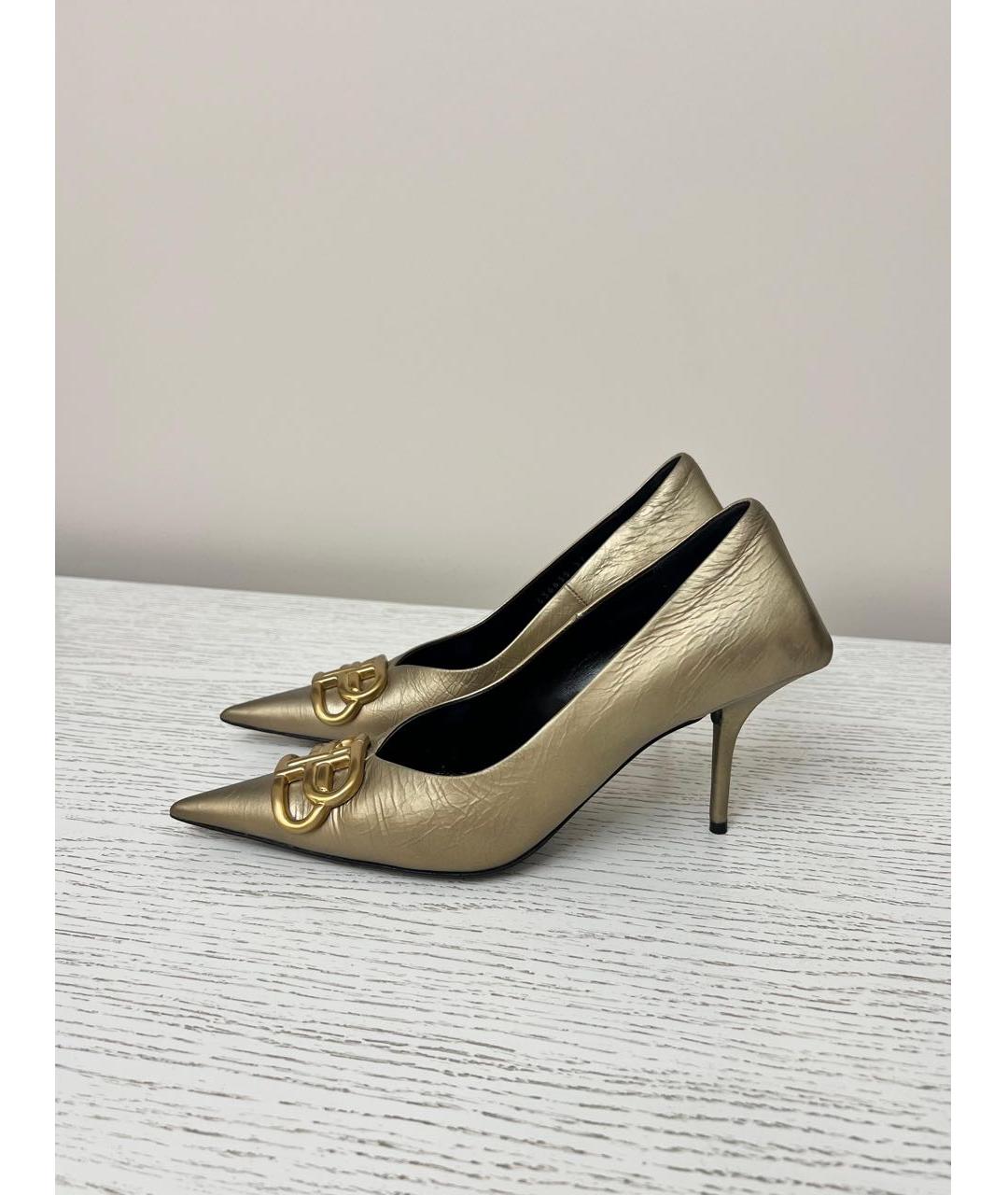 BALENCIAGA Золотые кожаные туфли, фото 8