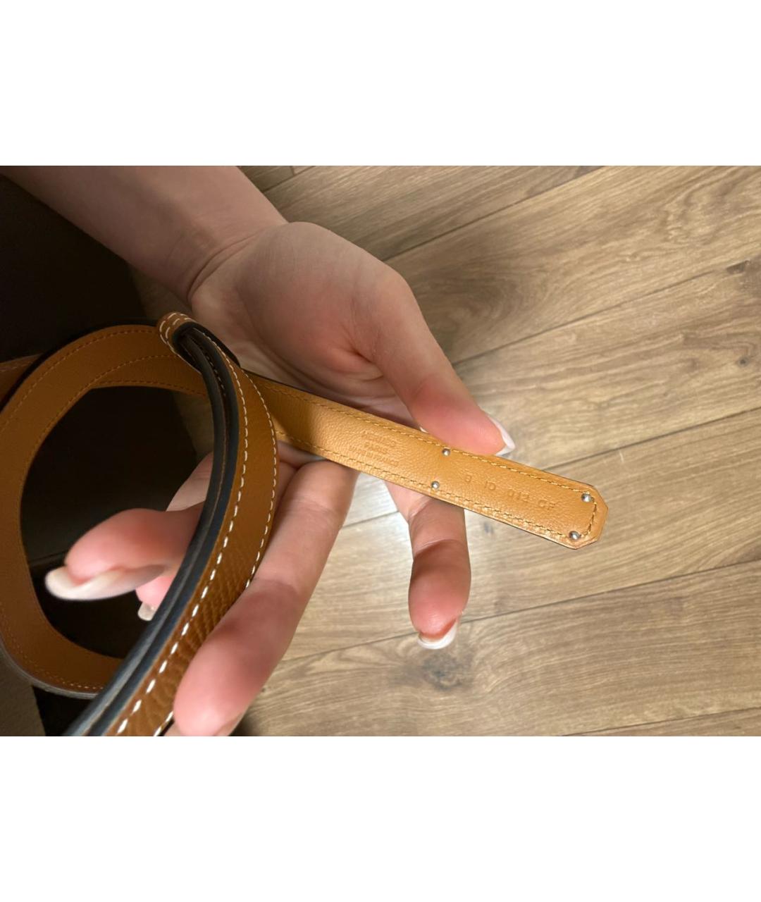 HERMES Оранжевый кожаный ремень, фото 6