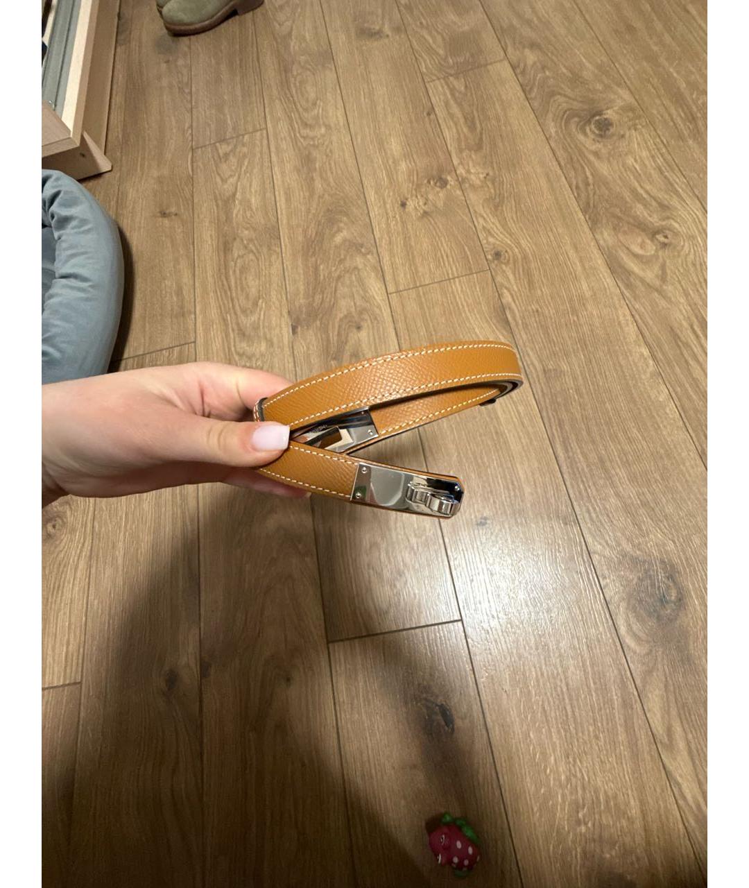 HERMES Оранжевый кожаный ремень, фото 7