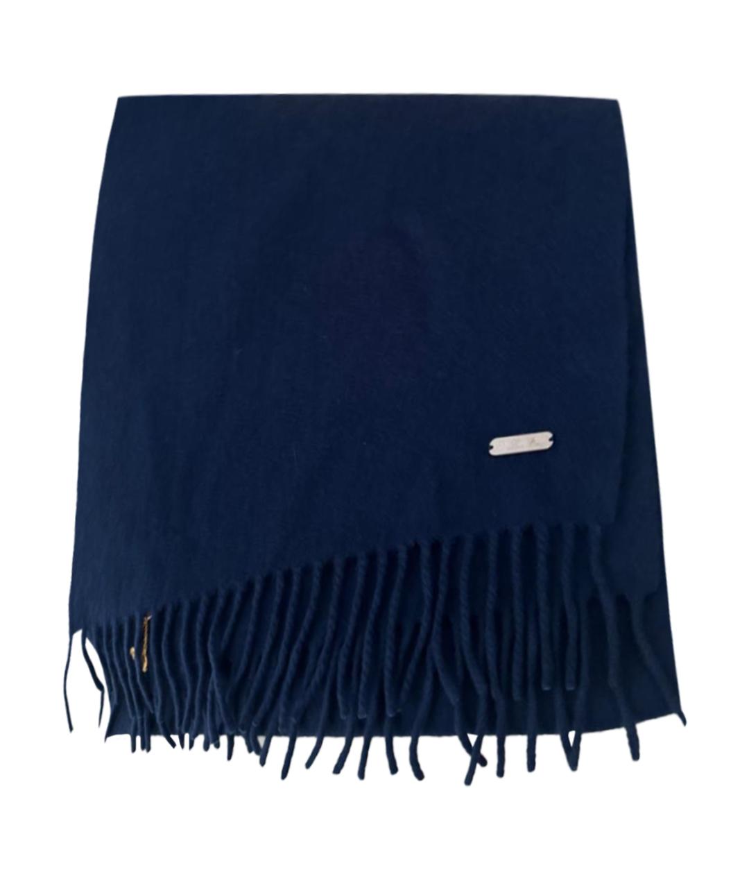 LORO PIANA Темно-синий кашемировый шарф, фото 1