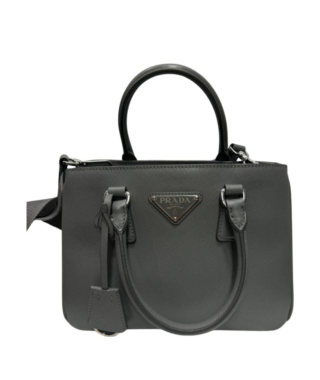 PRADA Серая кожаная сумка с короткими ручками, фото 1