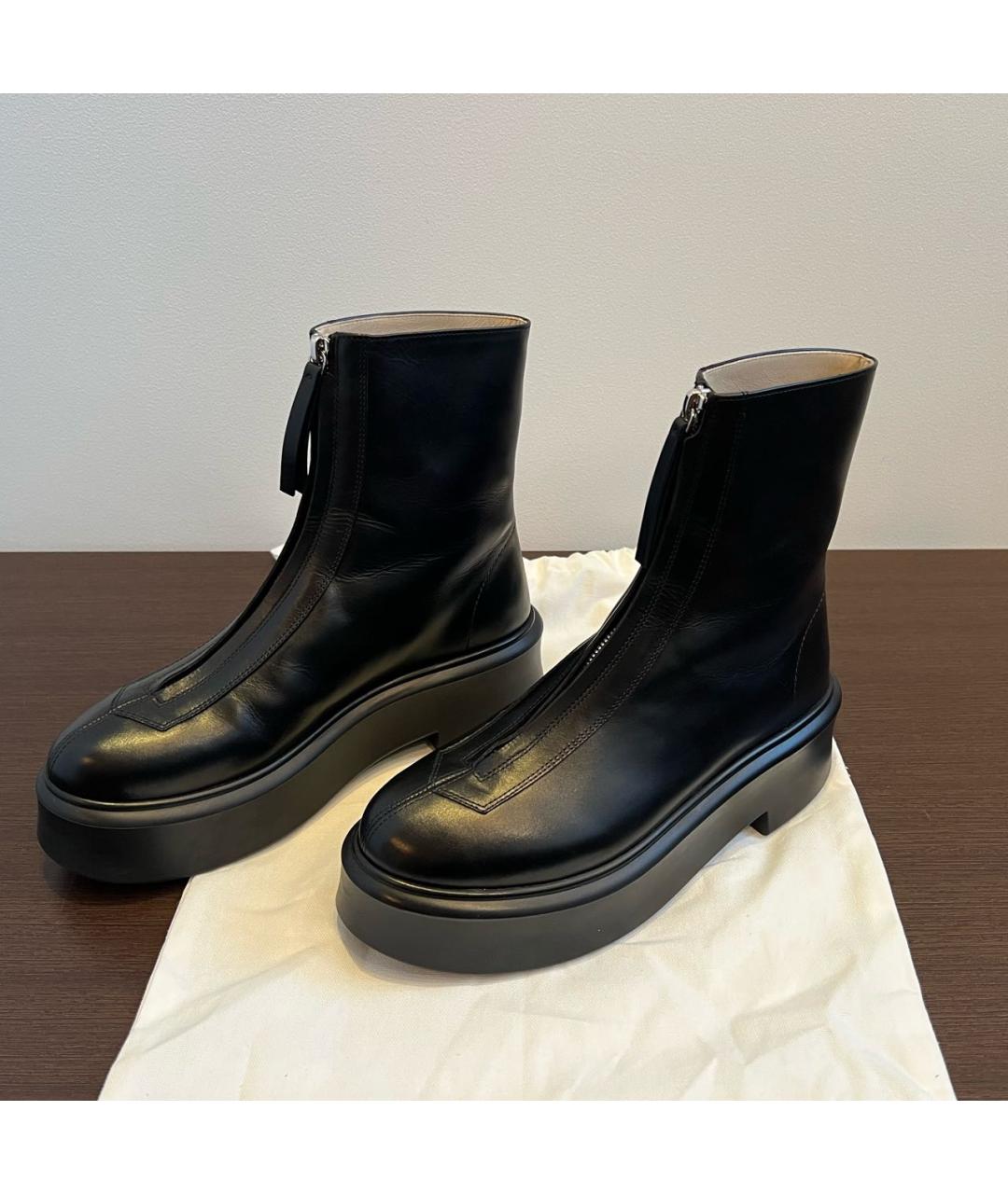 THE ROW Черные кожаные полусапоги, фото 2