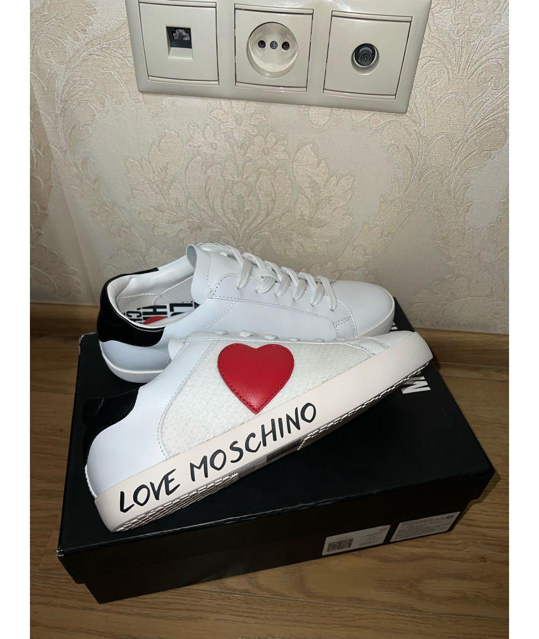 LOVE MOSCHINO Белые кожаные кеды, фото 3