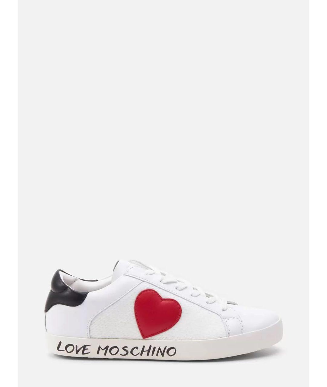 LOVE MOSCHINO Белые кожаные кеды, фото 4