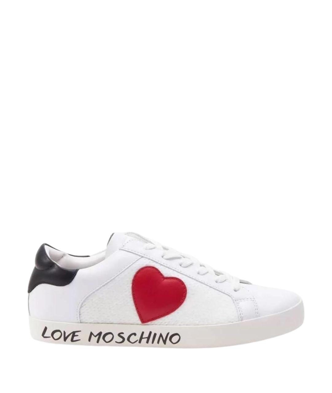 LOVE MOSCHINO Белые кожаные кеды, фото 1