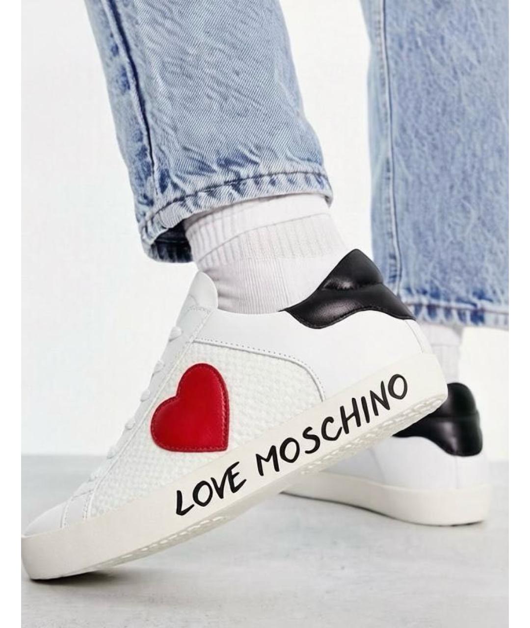 LOVE MOSCHINO Белые кожаные кеды, фото 2