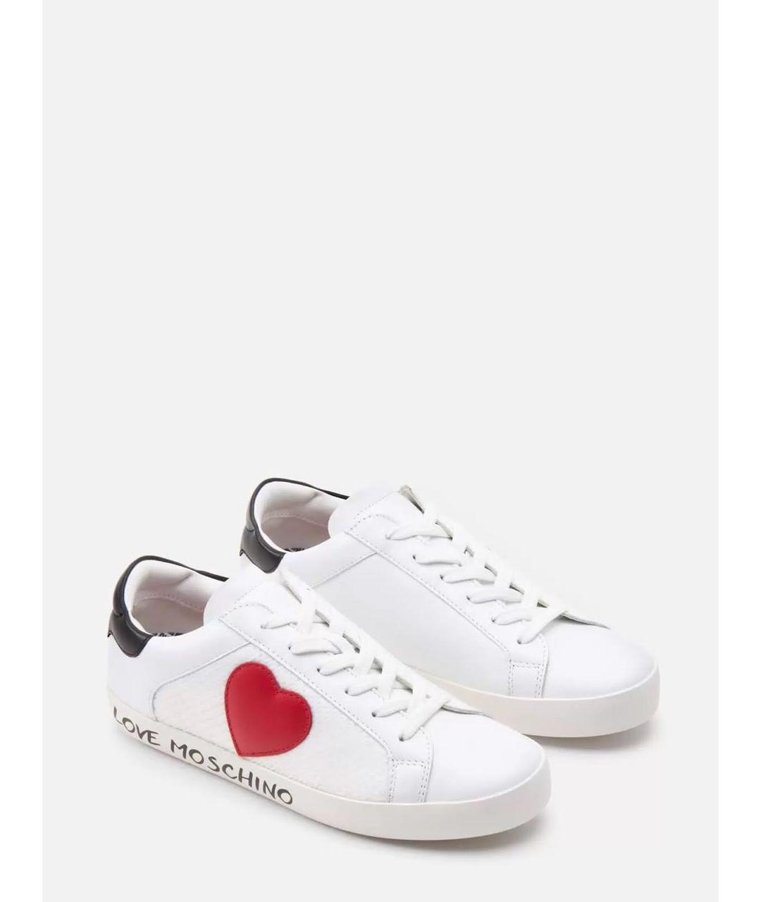 LOVE MOSCHINO Белые кожаные кеды, фото 3