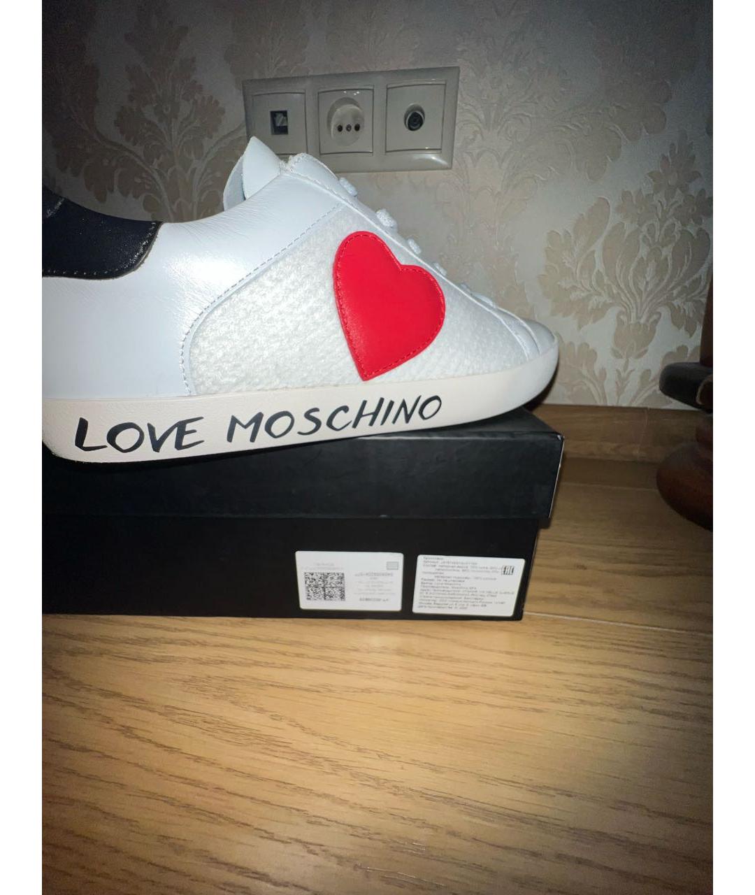 LOVE MOSCHINO Белые кожаные кеды, фото 7