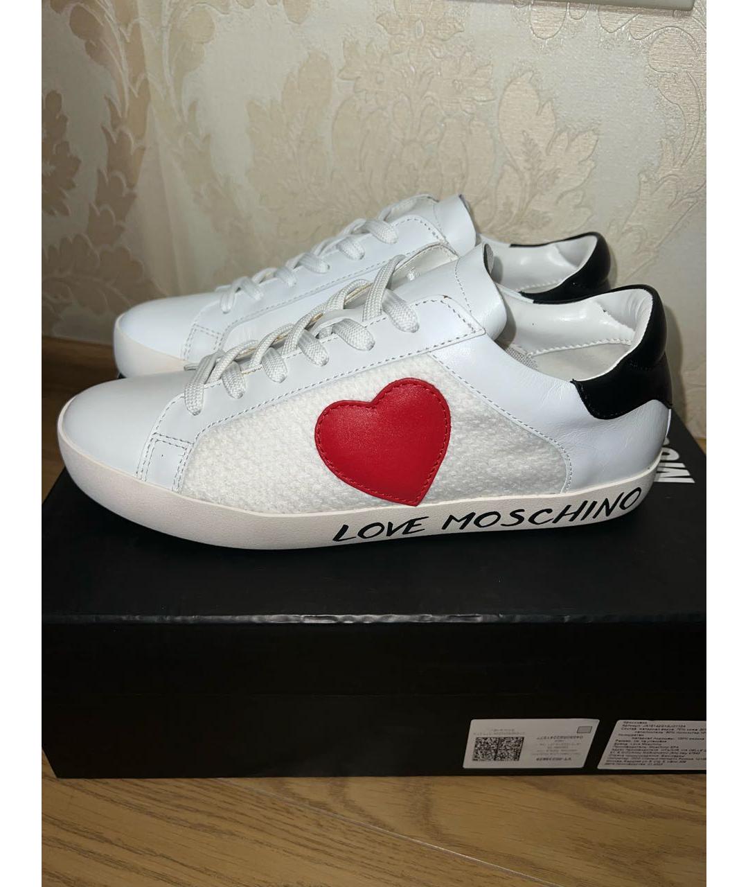 LOVE MOSCHINO Белые кожаные кеды, фото 6