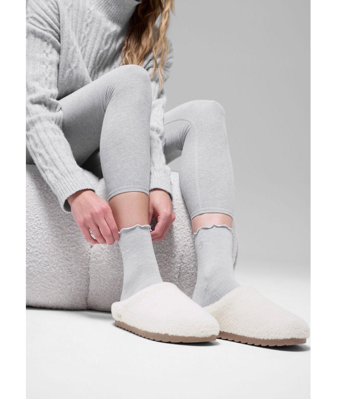 ALO YOGA Белые текстильные шлепанцы, фото 6