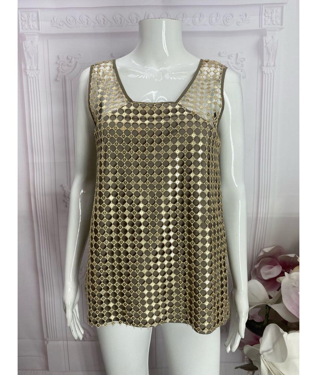 LIVIANA CONTI Золотая хлопковая майка, фото 5