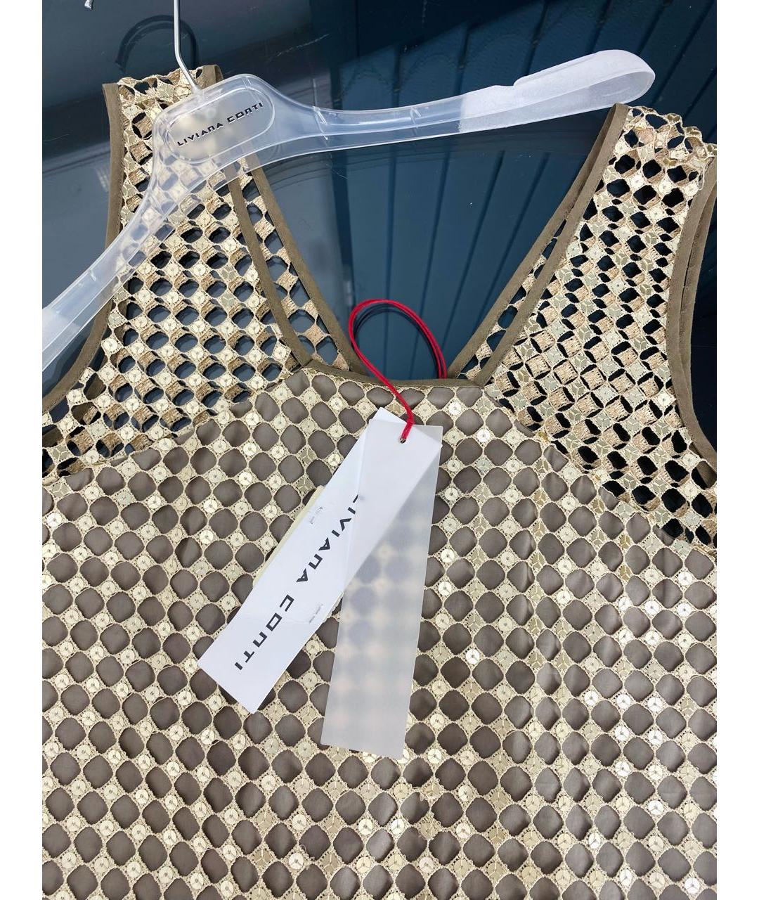 LIVIANA CONTI Золотая хлопковая майка, фото 3