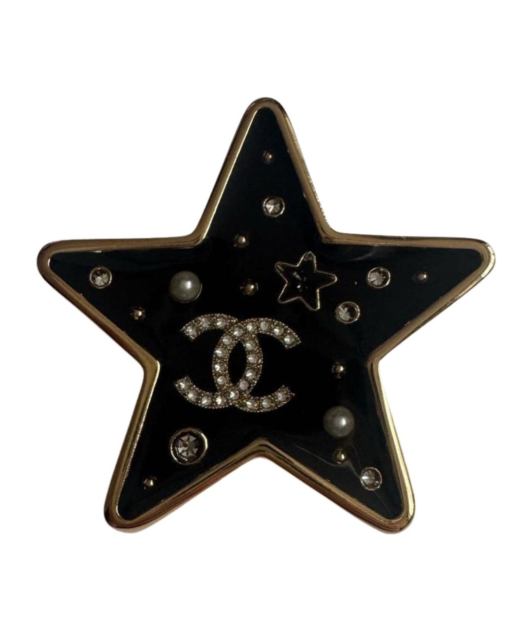 CHANEL Черная металлическая булавка / брошь, фото 1