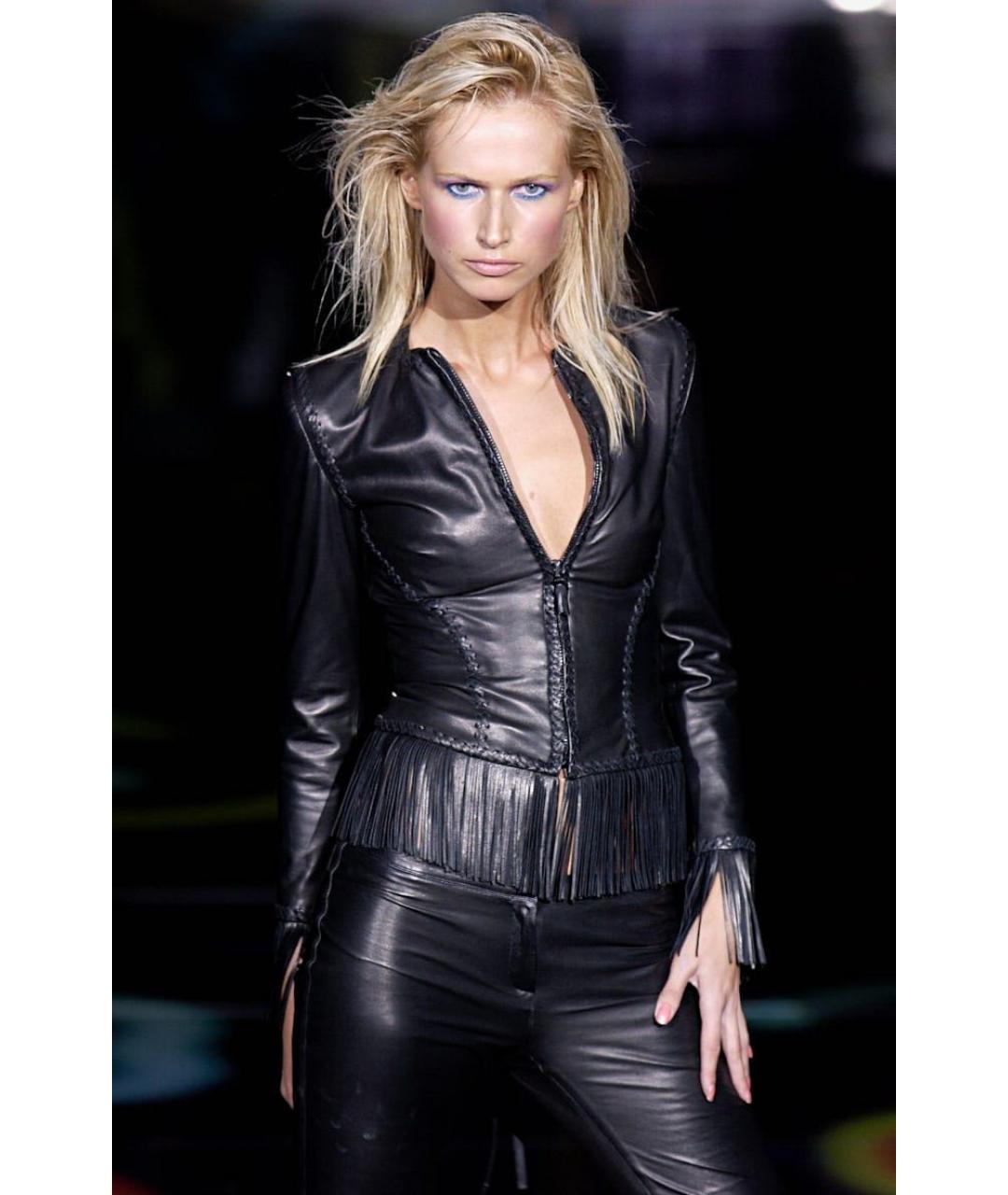 VERSACE Черный кожаный жакет/пиджак, фото 3