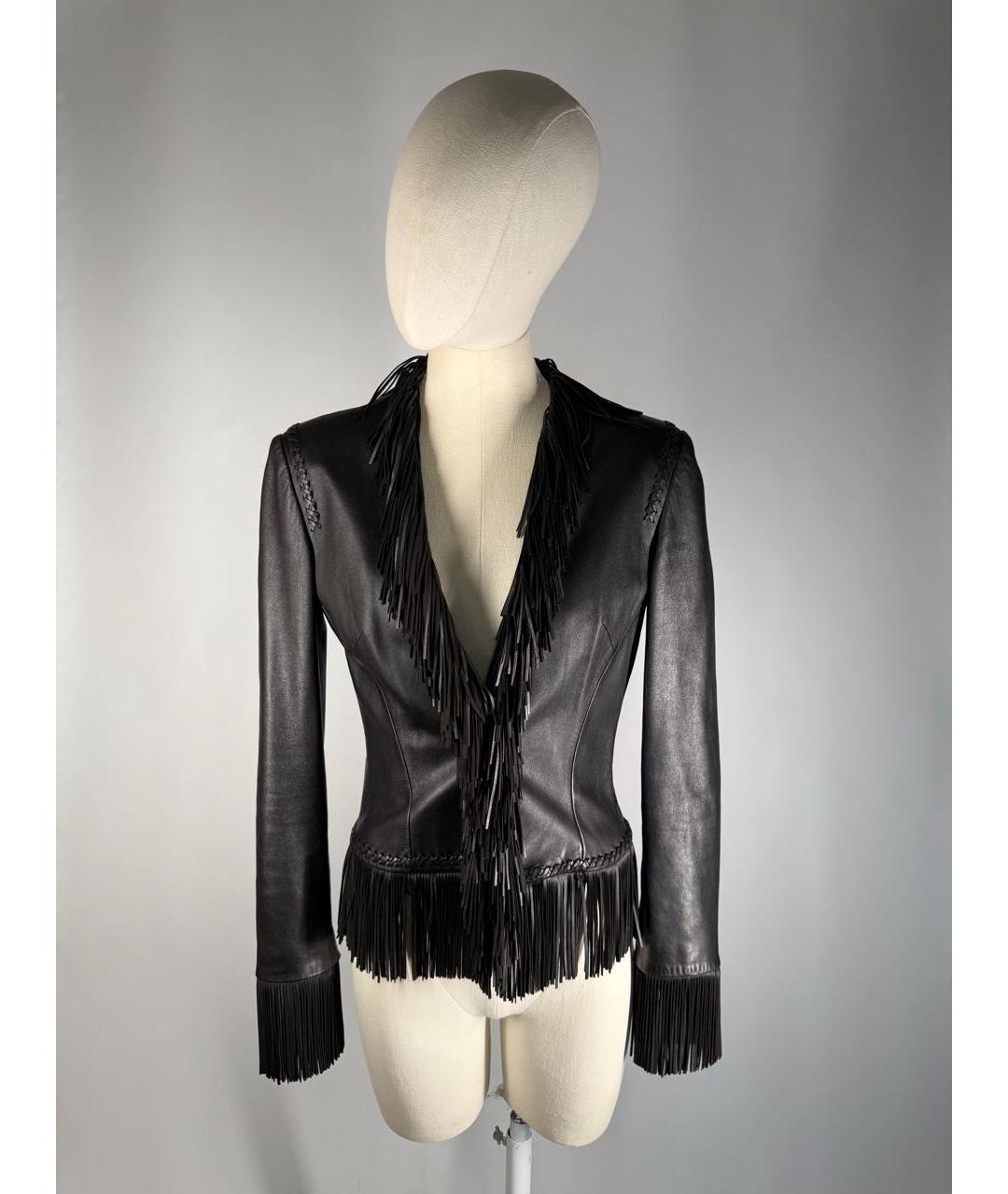 VERSACE Черный кожаный жакет/пиджак, фото 8