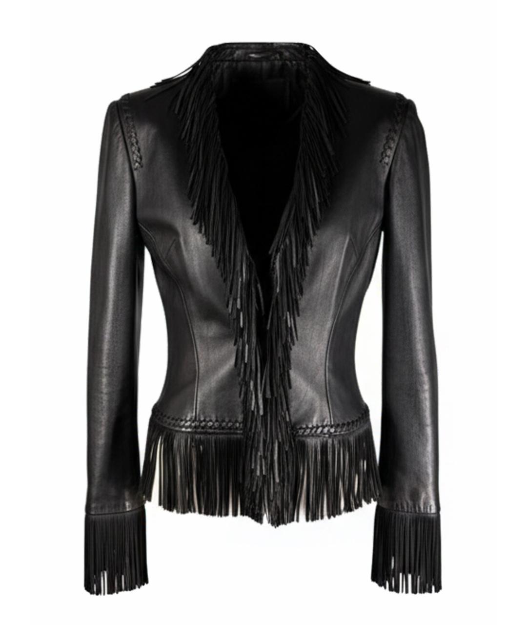 VERSACE Черный кожаный жакет/пиджак, фото 1