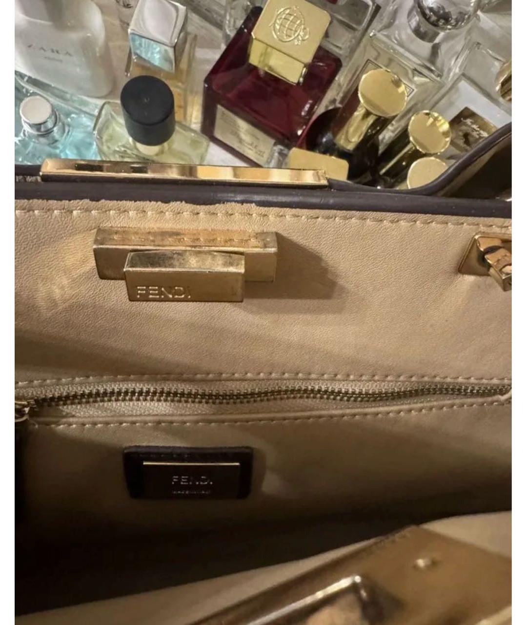 FENDI Черная кожаная сумка с короткими ручками, фото 3