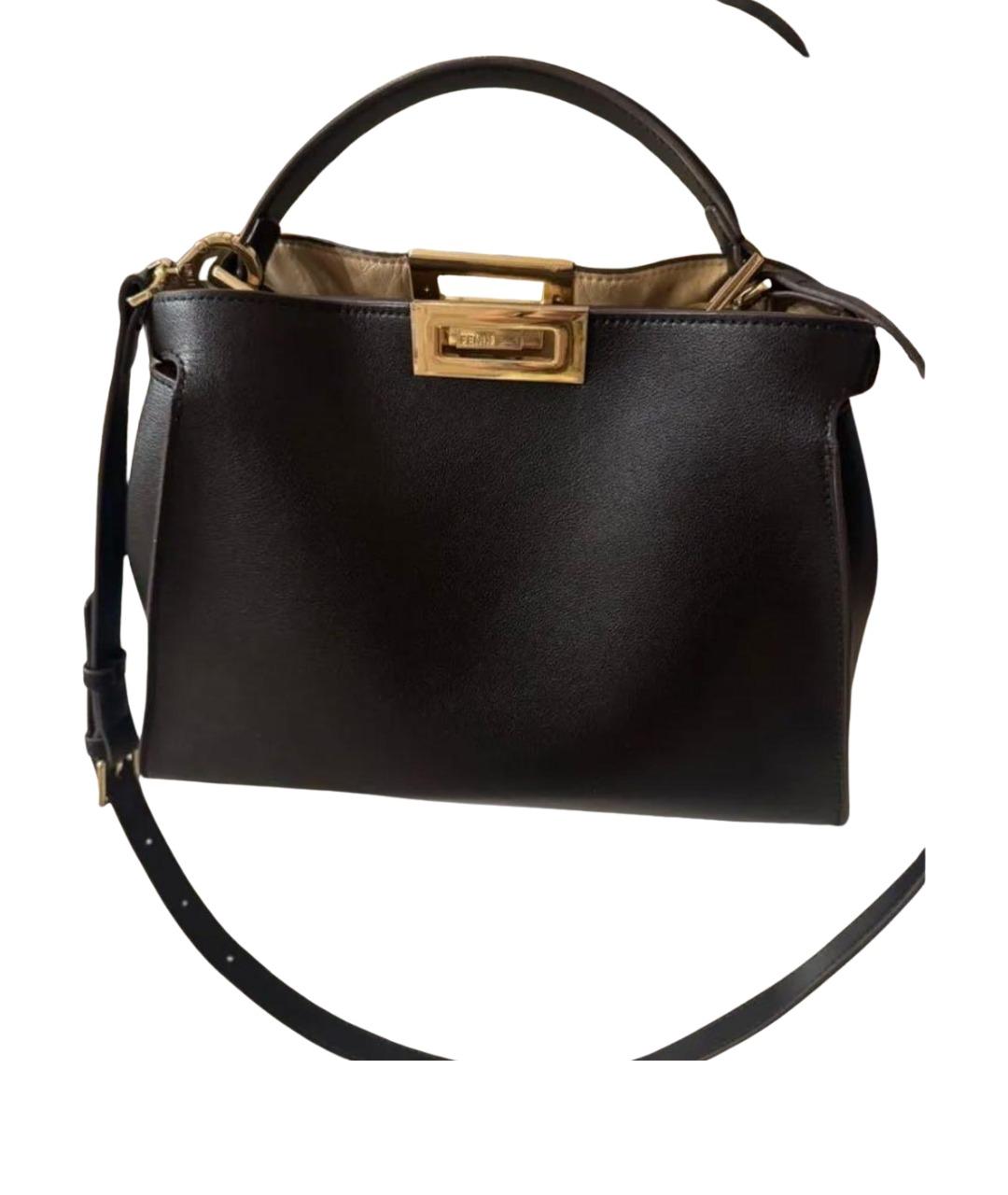 FENDI Черная кожаная сумка с короткими ручками, фото 1