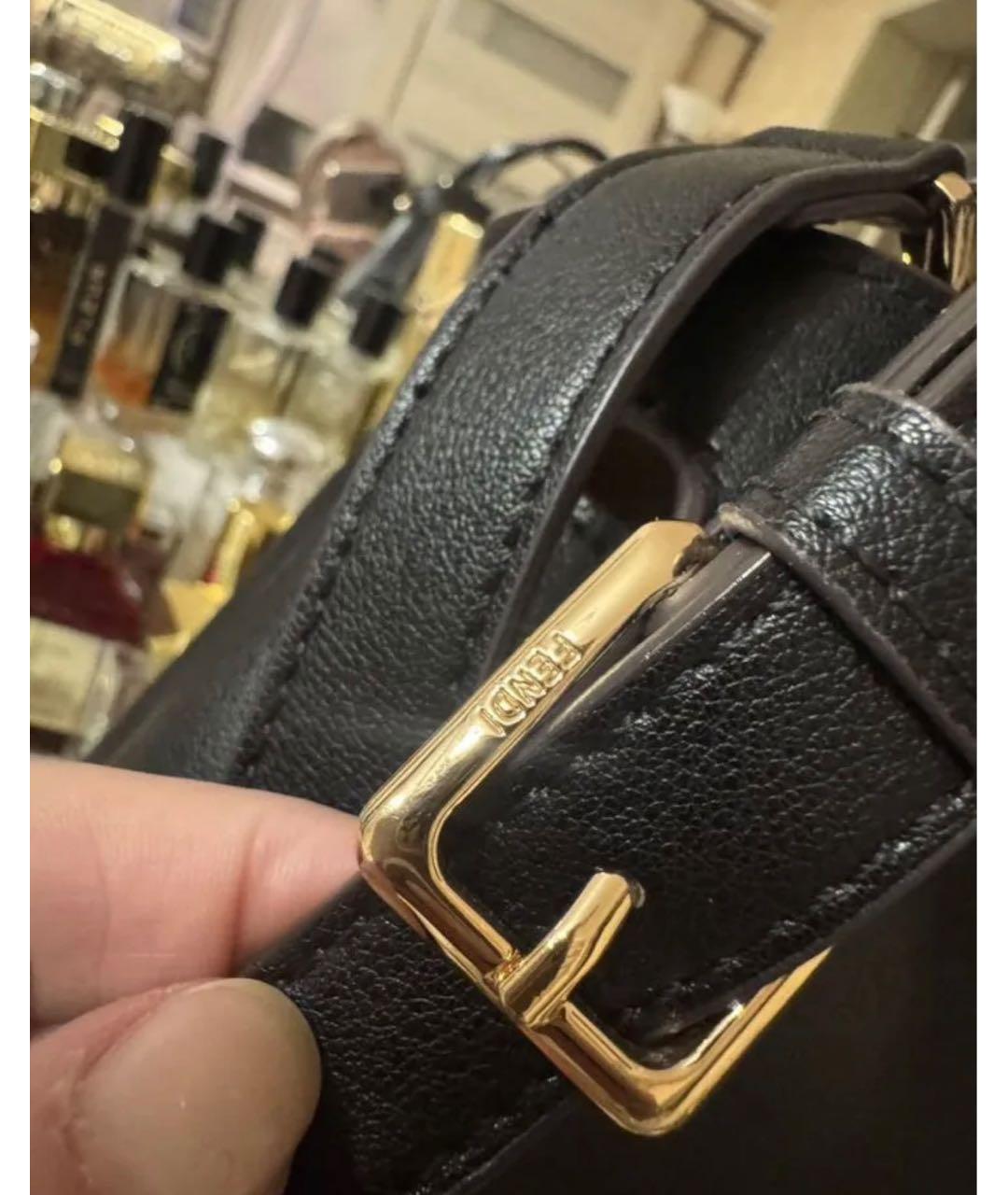 FENDI Черная кожаная сумка с короткими ручками, фото 5
