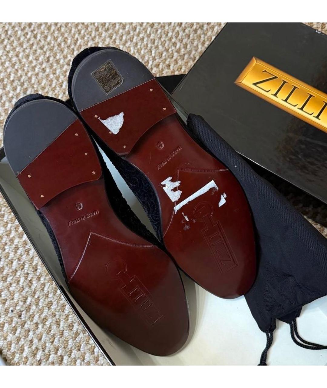 ZILLI Черные текстильные лоферы, фото 4