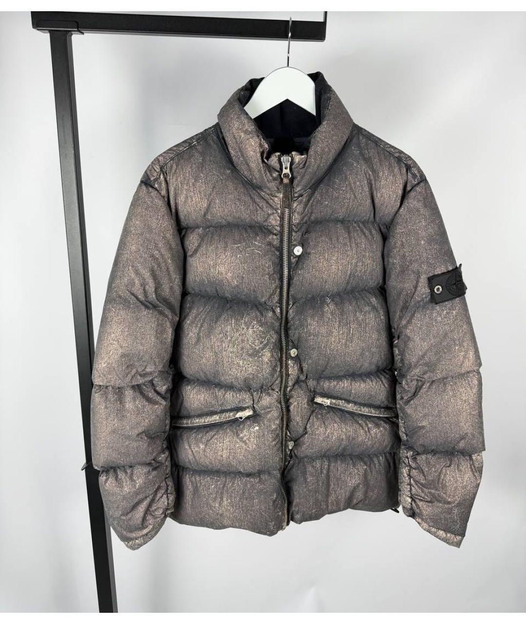 STONE ISLAND Коричневый полиэстеровый пуховик, фото 2