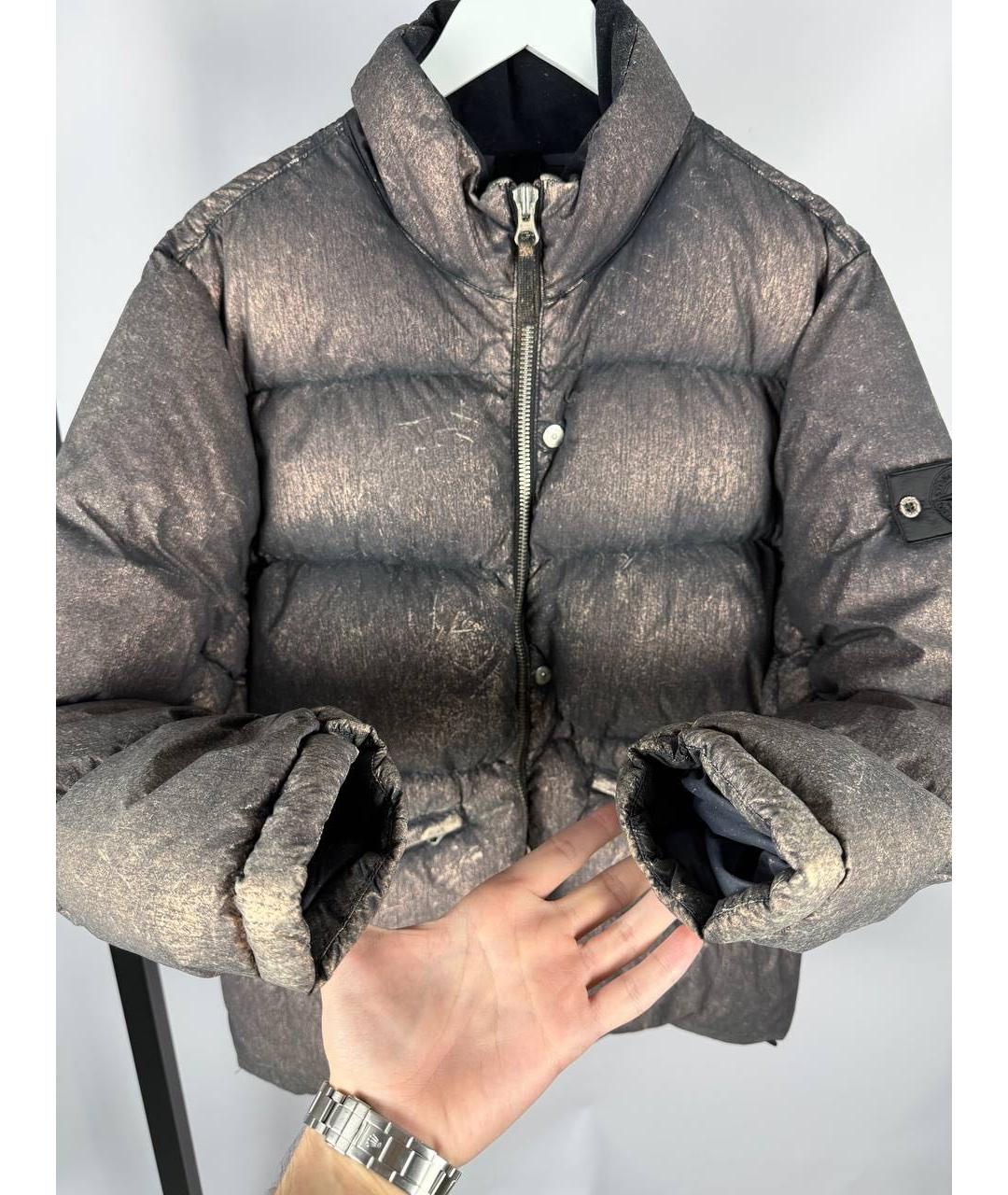 STONE ISLAND Коричневый полиэстеровый пуховик, фото 4