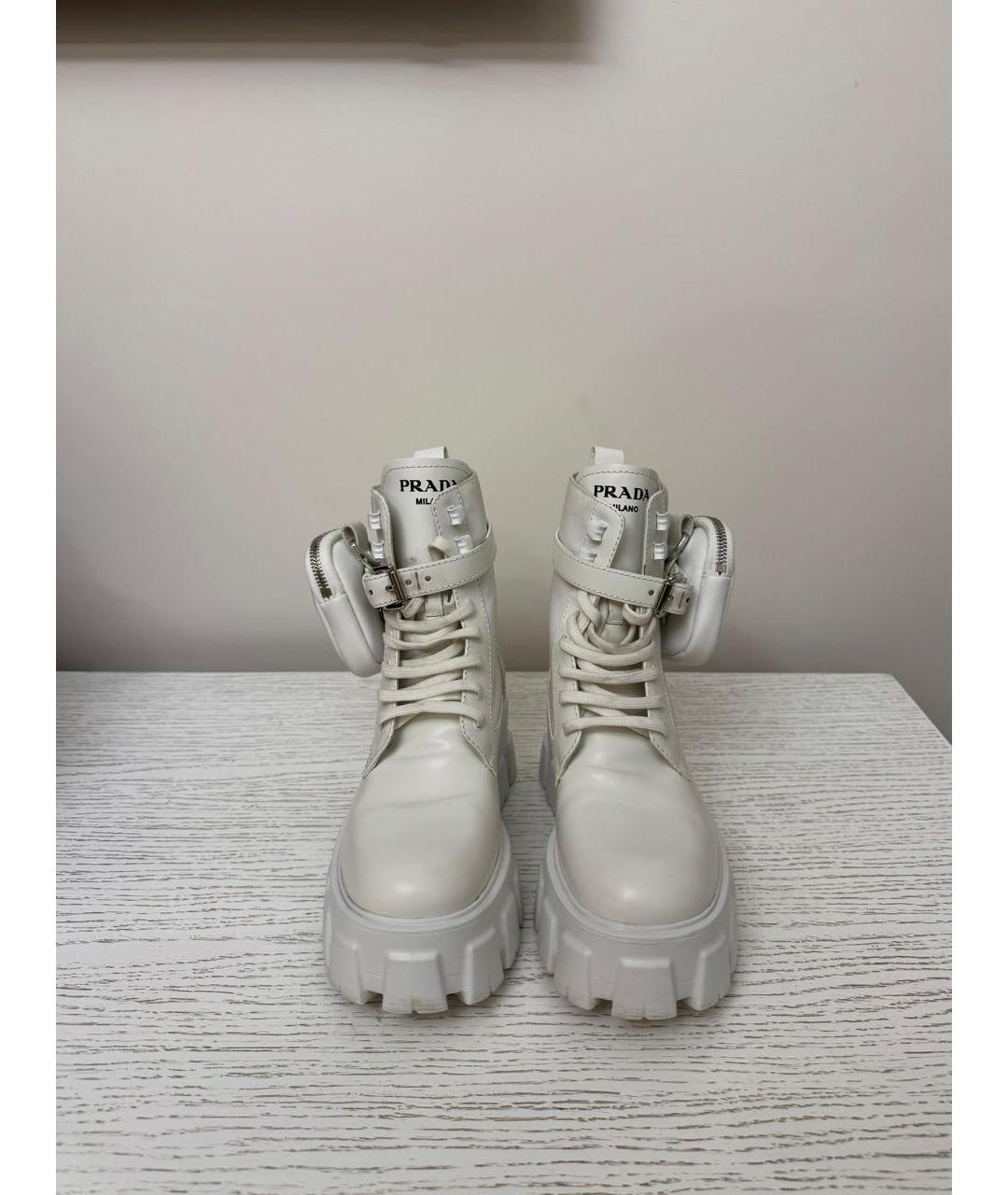 PRADA Белые кожаные ботинки, фото 4