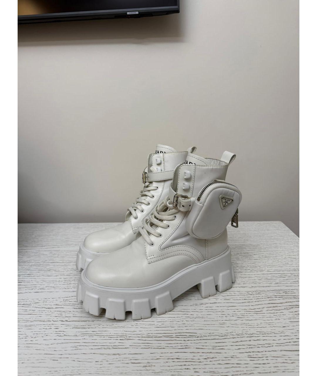 PRADA Белые кожаные ботинки, фото 8
