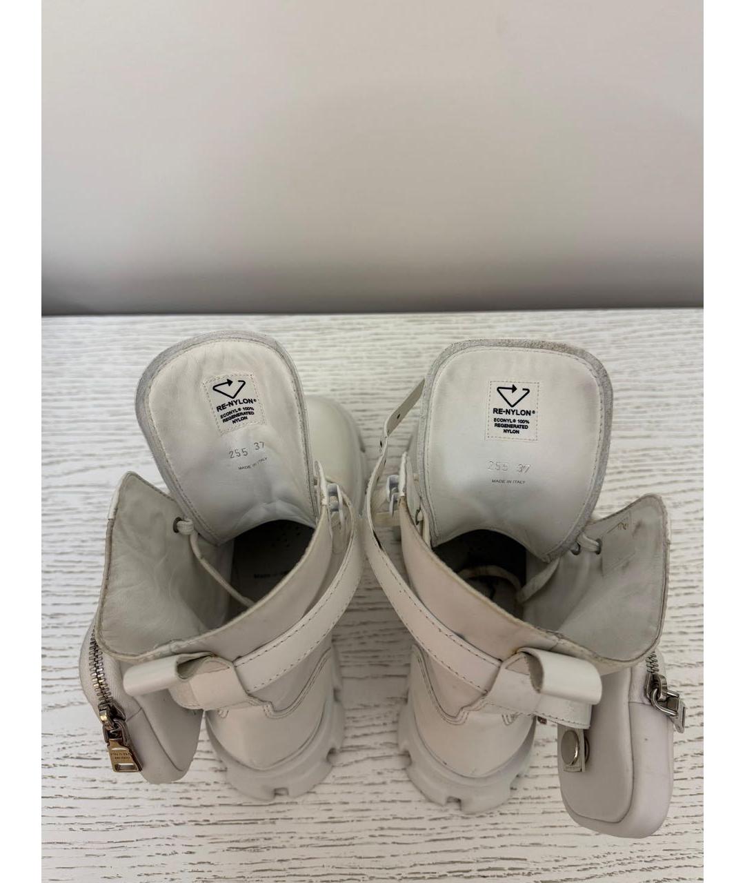 PRADA Белые кожаные ботинки, фото 6