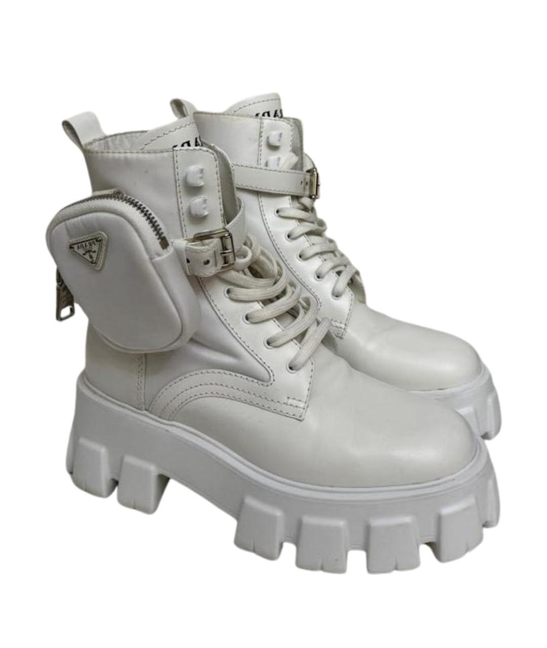 PRADA Белые кожаные ботинки, фото 1