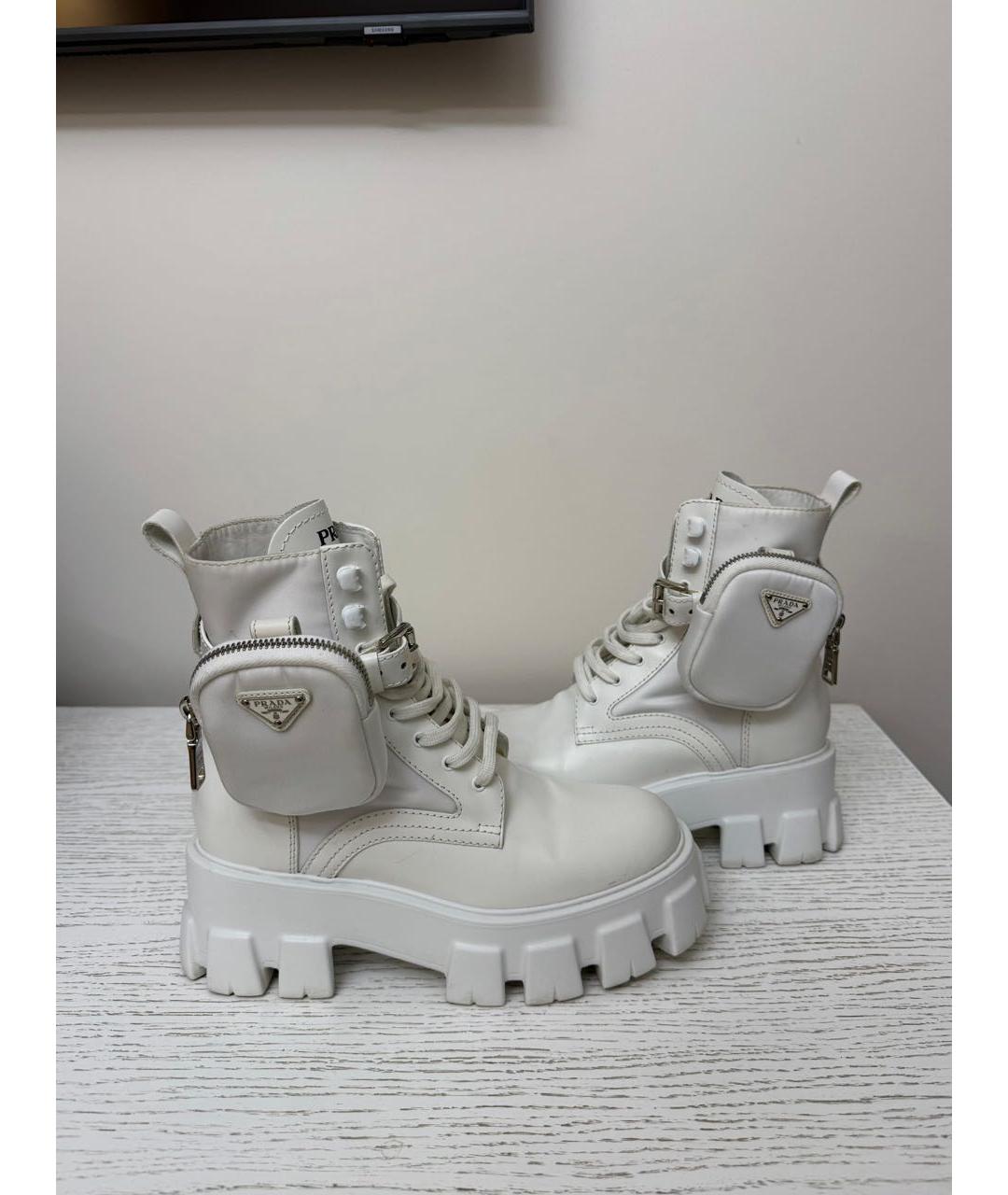 PRADA Белые кожаные ботинки, фото 3