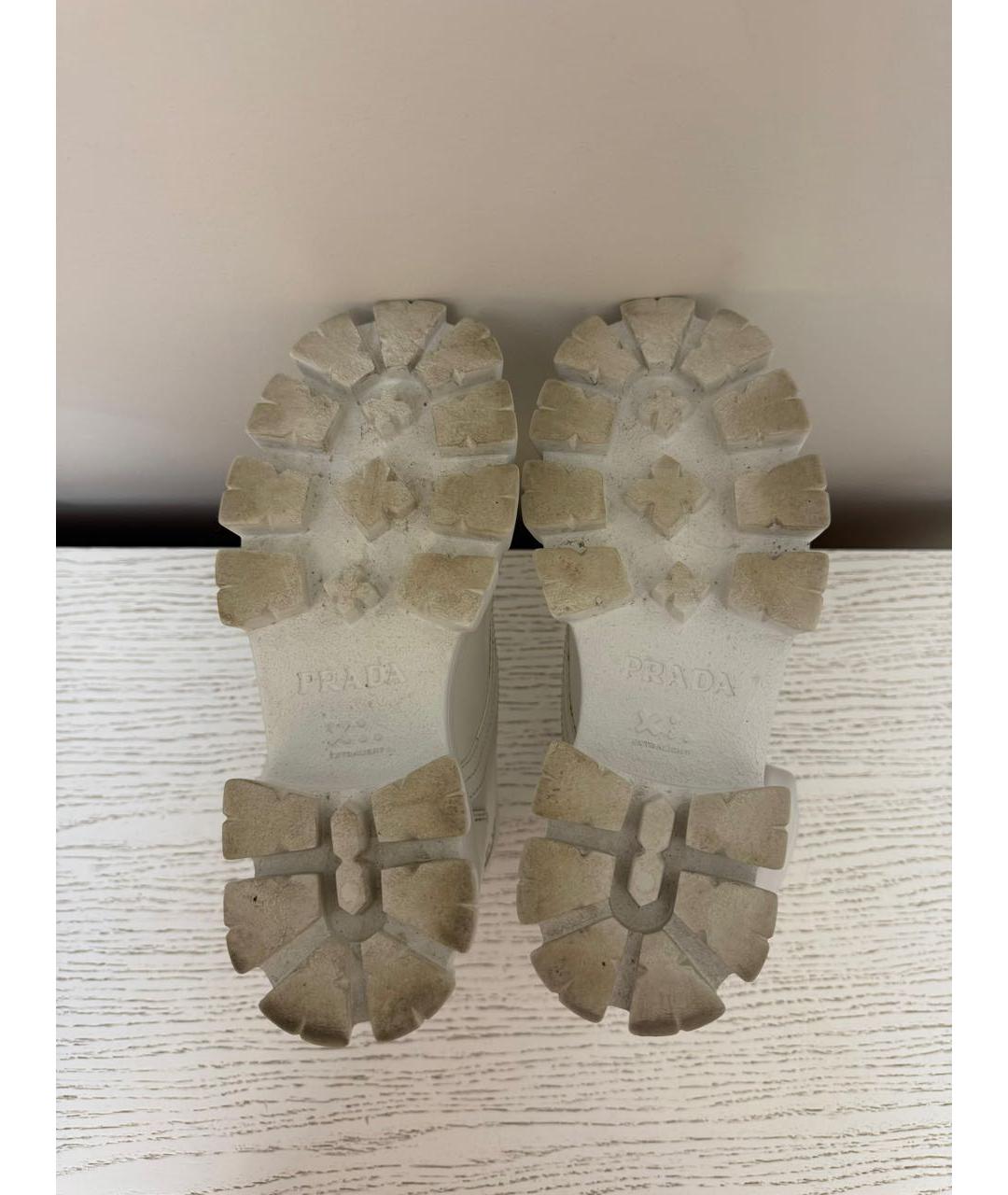PRADA Белые кожаные ботинки, фото 7