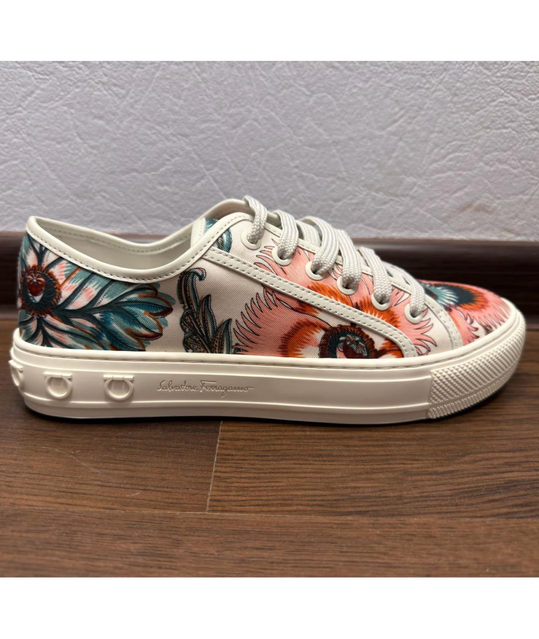 FERRAGAMO Белые текстильные кеды, фото 7