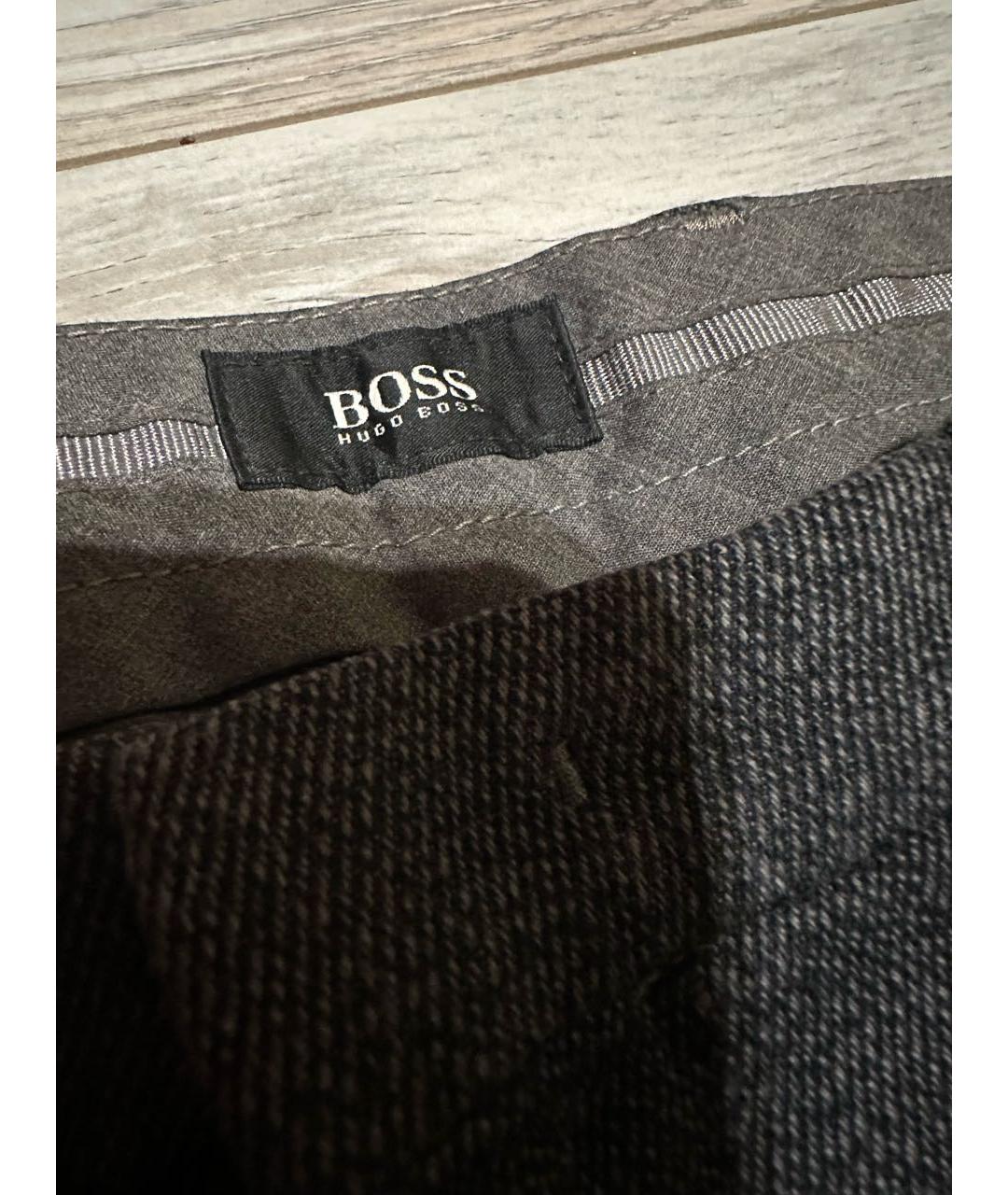 HUGO BOSS Серые хлопко-эластановые классические брюки, фото 5