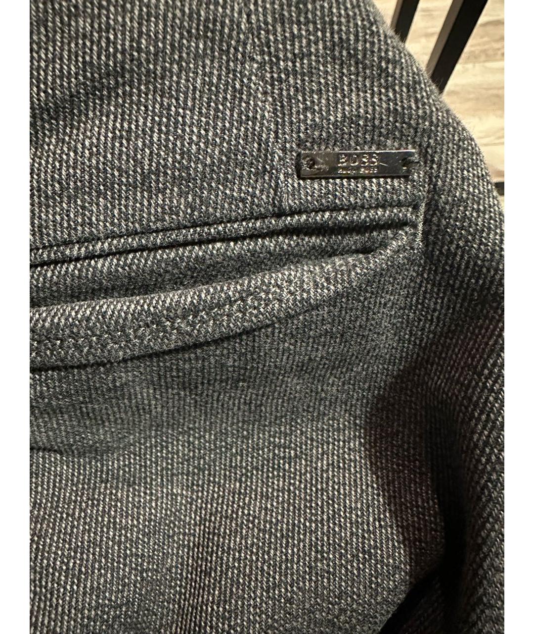 HUGO BOSS Серые хлопко-эластановые классические брюки, фото 3