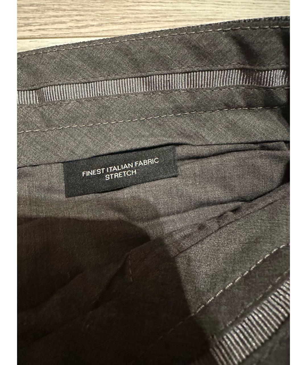 HUGO BOSS Серые хлопко-эластановые классические брюки, фото 7